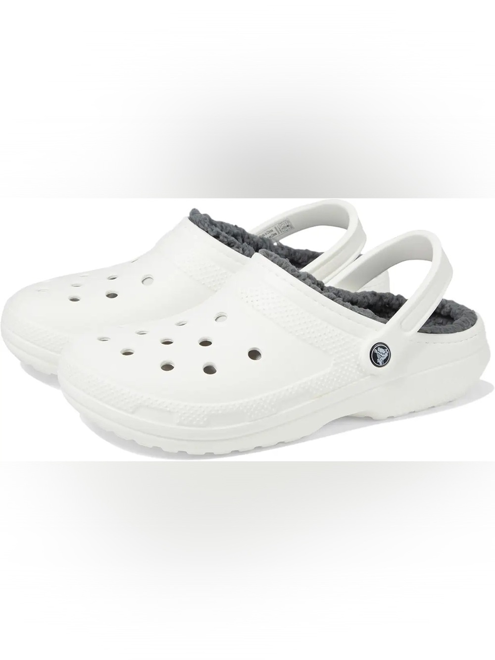 Crocs Womens Classic Lined Clog - White/Grey Size 8